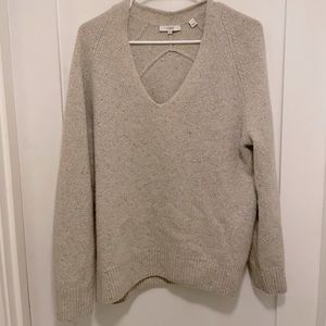 Vince oatmeal speckled v neck sweater